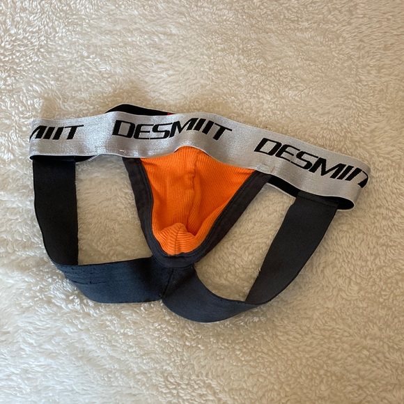 Desmitt brand SMALL jockstrap, orange, silver and grey. - Picture 1 of 5